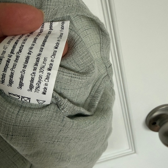 COOFANDY Men's Gray Short Sleeve Linen Blend Shirt Size M Light Green Gray - Picture 4 of 8